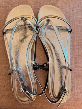 rag & bone Metallic Silver Strappy Flat Sandals